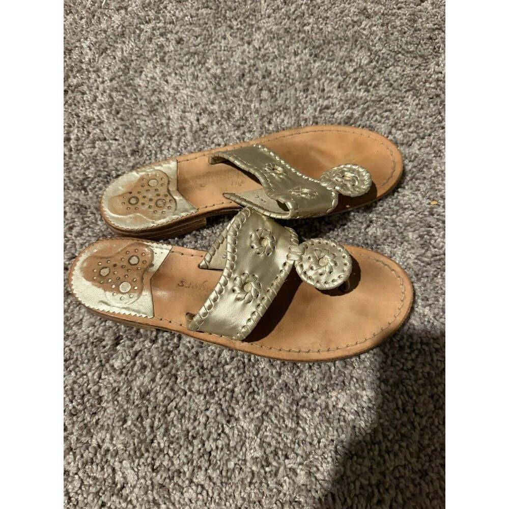 Jack Rogers Women's Gold Leather Sandals Size 7 - Picture 1 of 3
